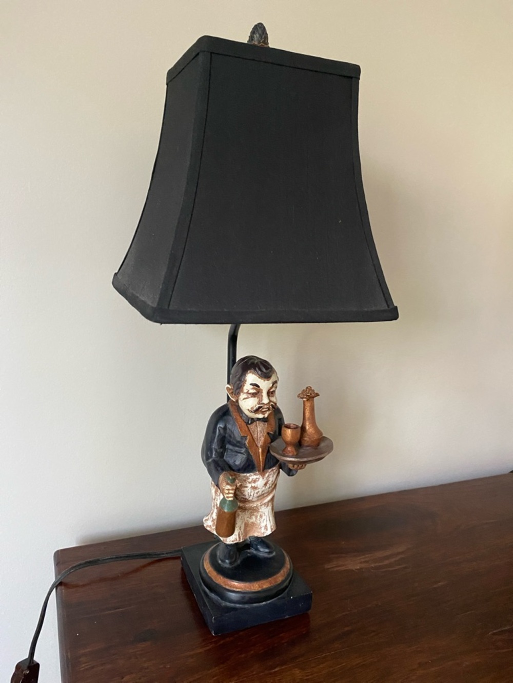 Vintage Server Table Lamp in Black and Brown • 22” high - Picture 5 of 7